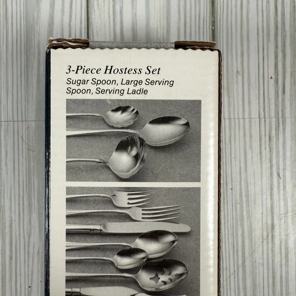 Oneida VINTAGE 1992 HEIRLOOM STAINLESS Aquarius 3 Piece Hostess‎ Set 2534003B
